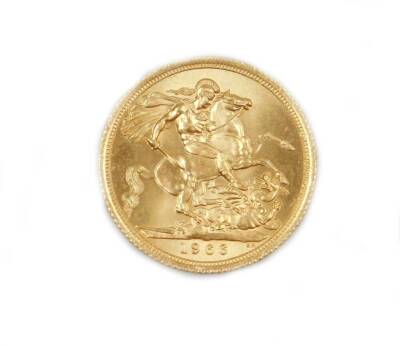 An Elizabeth II full gold sovereign, dated 1966.