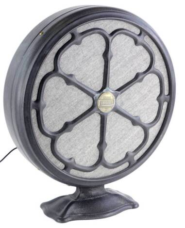 A Flat Iron vintage style bluetooth speaker, model E serial number 713712, 39cm diameter.