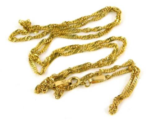 A 9ct gold fancy link weave design chain, 49cm long, 1.8g all in.