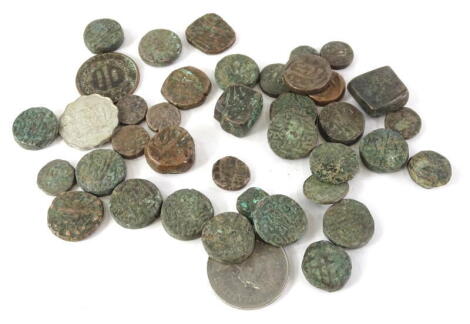 A quantity of Middle Eastern coins, various shapes, sizes and editions, etc.