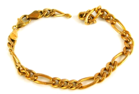 A fancy link bracelet, with two click clasp hallmarked for 375 on a later bracelet, 18.5cm long overall.