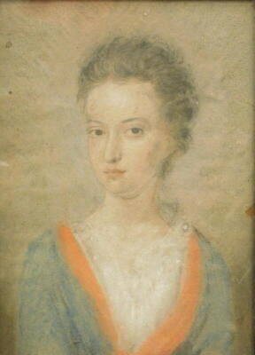 19thC English School. Portrait of a lady, pastel, quarter profile, 27cm x 19cm.