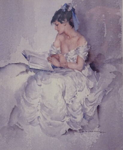 William Russell Flint (1880-1969). Cecilia reading, limited edition coloured print, 772/850, 31.5cm x 24cm.