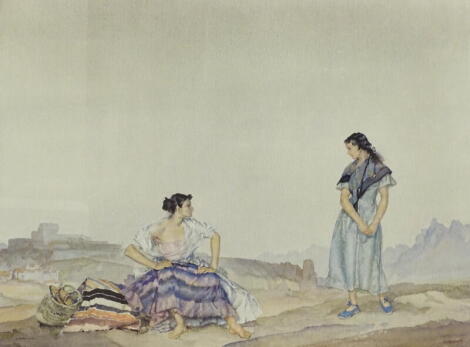 After William Russell Flint (1880-1969). Almeria, coloured print, 57cm x 71cm, and two others. (3)