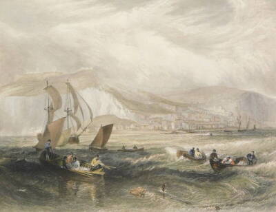 After Turner. Line Fishing off Hastings, 20cm x27cm and various other similar engraved prints. (7)