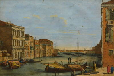 After Canaletto. Canaleti Pinxit & Fletcher, A View of the Great Canal, Venice, coloured print, 29cm x 43cm.