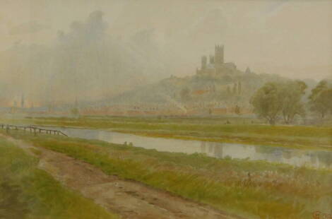 Harry Goodwin (c.1840-1925). View of Lincoln, watercolour, initialled and dated 1912, 33cm x 49cm.