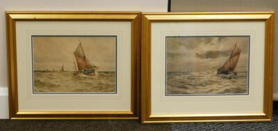William Henry Pearson (19thC/20thC). Sailing boats at sea, watercolour - pair, signed, 21cm x 29.5cm. - 2