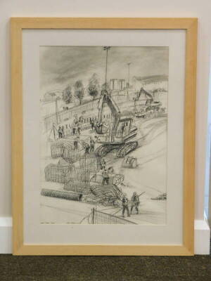 John Holder. Silver Street, Leeds, drawing, signed, titled and dated 2002, 58cm x 41cm. - 2