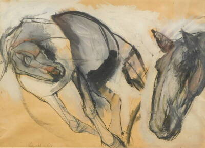 20thC School. Horse study, multi media, indistinctly signed and dated (19)64, 33cm x 45cm.