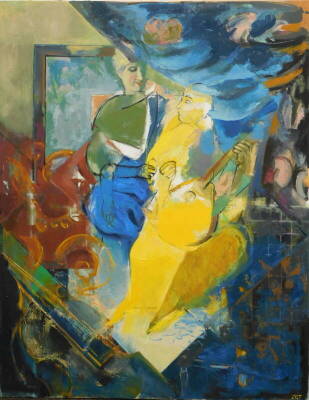 Jacquie Gulliver Thompson. Vermeer: Study 1,200, oil on canvas, initialled and titled verso, 153cm x 122cm. Artist label verso with exhibition catalogue.