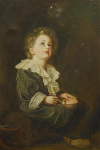 J. Turner after John Everett Millais. Bubbles, oil on canvas, signed, 92cm x 61cm.