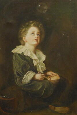 J. Turner after John Everett Millais. Bubbles, oil on canvas, signed, 92cm x 61cm.