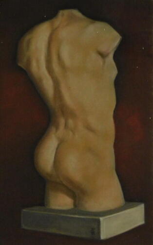 J.P. Torso study, pastel, initialled and dated (19)99, 43cm x 28cm.