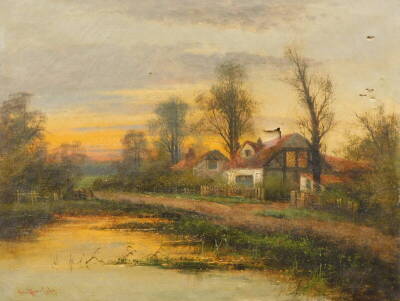 19thC School. Sunshine after rains, oil on canvas, indistinctly signed, titled verso, 38cm x 51cm.