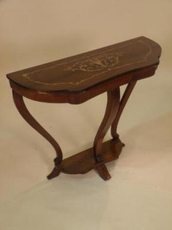 A Continental mahogany and marquetry console table