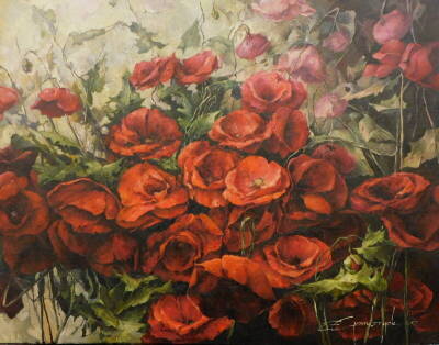 E. Gombrych. Floral Study, oil on canvas, signed and dated (20)02, 61cm x 76cm.