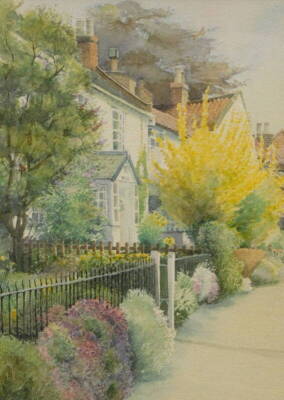 Martin Harrison. Front Street, Tealby 1984, watercolour, titled and dated on mount, 31cm x 22cm.