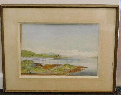 J.E. Hodgkin. Sunrise on 42nd, watercolour, signed and titled verso, 36cm x 52cm. Artist label verso. - 2