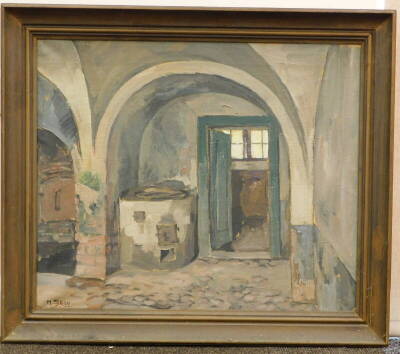 M. Skov. Interior, oil on canvas, signed, 52cm x 62cm. - 2