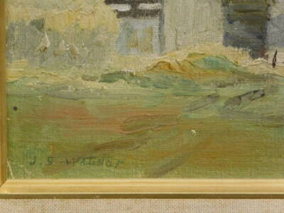 James Stuart Webster. Corner of a Suffolk Farm, oil on board, signed and titled verso, 24cm x 29cm. - 3