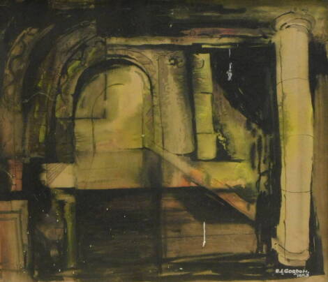 H.L. Gordon. Interior scene, watercolour, signed and dated 1953, 38.5cm x 45.5cm.