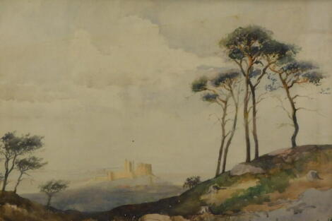 Jonathan Edward Hodgkin (1875-1953). Castle in landscape, watercolour, signed, 34cm x 50cm. Artist label verso.