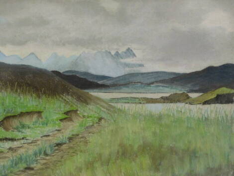 C.A.P.; Landscape, watercolour, initialled and dated (19)54, 35.5cm x 52cm.