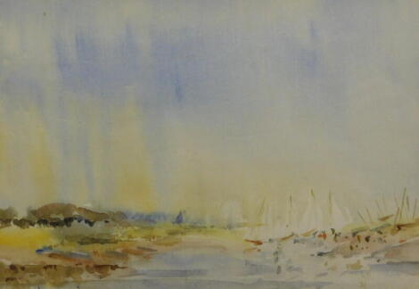 Winifred Mendham (20thC). Blakeney, watercolour, signed, 23cm x 33.5cm. Label verso Newport Gallery.