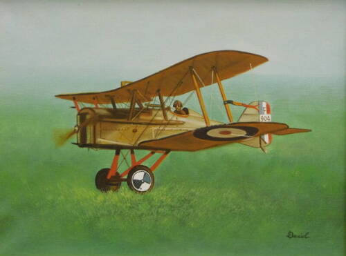 Daniel (20thC). Bi-plane, oil on canvas, signed, 29.5cm x 39cm and two others. (3)