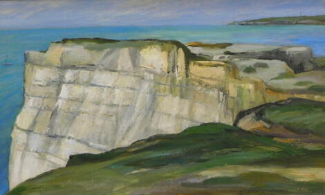 Violet Fuller (1920-2006). White Cliff - Seaford Head, oil on board, signed and titled verso, 51.5cm x 89cm.