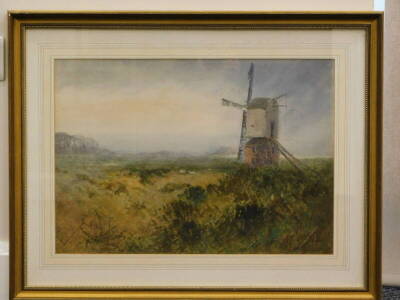 J.W. Walker (10thC/20thC). Windmill in landscape, watercolour, signed, 38cm x 55cm. - 2