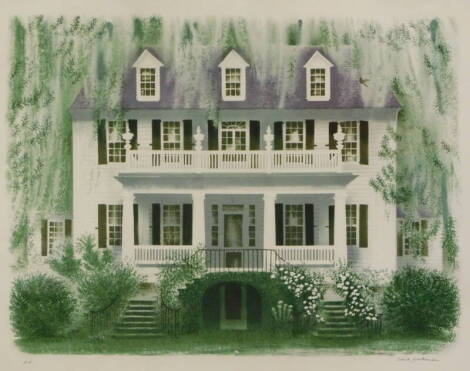 David Gentleman (b.1930). Country House, artist signed lithographic proof print, 44cm x 55cm.