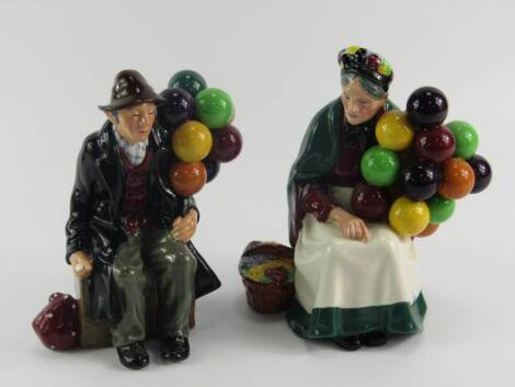 A Royal Doulton figure, modelled as The Old Balloon Seller HN1315, and another modelled as The Balloon Man HN1954, (2).