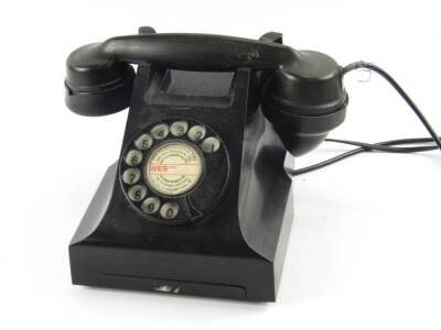 An AEF black cased telephone, dial for Weston.