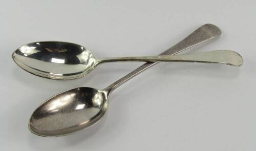 A pair of Victorian silver Old English pattern table spoons, Robert Pringle & Sons, London 1868, 3.30t oz.