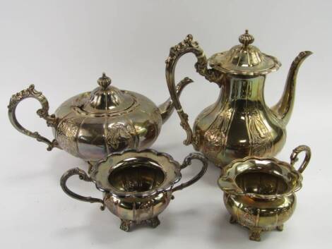 A Yore silver plated four-piece tea and coffee service, in a Victorian style.