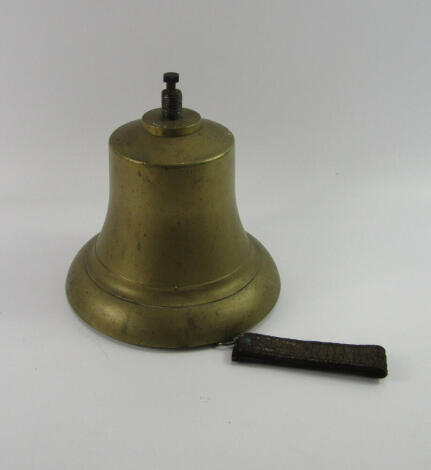 A Merryweather fireman's bell, impressed mark, 25cm x 25cm.