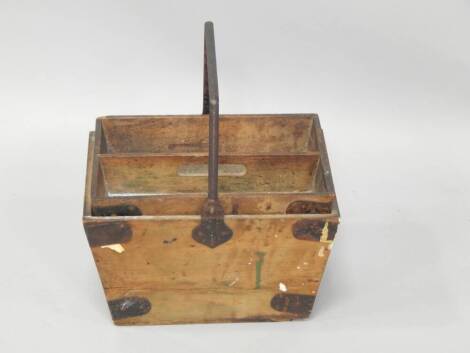 A steel bound horticulturist's box, with tray.