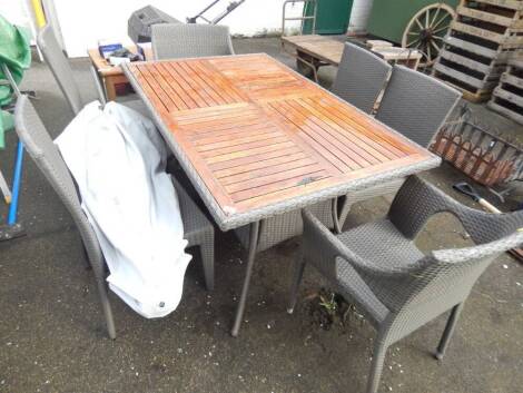 A modern patio dining set.