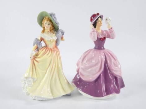 Two Royal Doultons figure of Katie HN3360 and Lady Pamela HN2718.