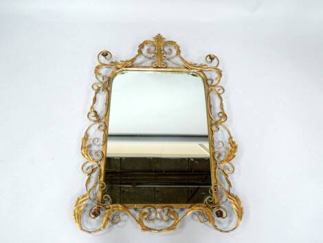 A gilt metal wall mirror, 100cm high