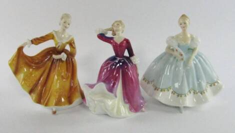 Three Royal Doulton figures, comprising Kirsty HN2381, Melissa HN2467 and First Dance HN2803.