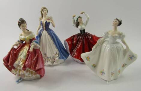 Four Royal Doulton figures, comprising Kate HN2789, Karen HN2388, Louisa HN4969 and Southern Belle HN2229.