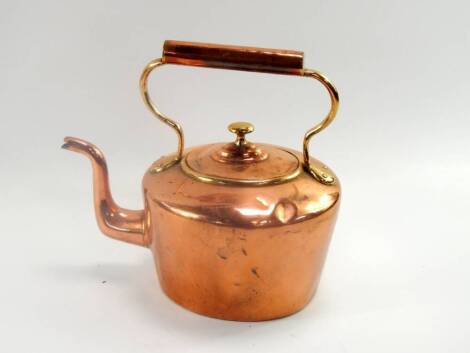 A Victorian oval copper kettle, 30cm high.