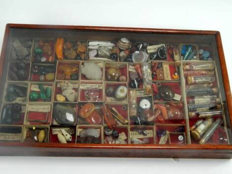 Carved and polished hard stones and semi precious stones, annotated and cased, (a quantity).