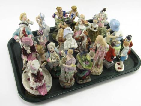 Porcelain figures, 19thC and later including a Ginori figure of a lady with flowers, Mansion House dwarf, figure group of children on a see-saw, and a Royal Worcester porcelain figure modelled by F G Doughty as September, (24).