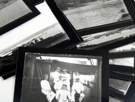 A large collection of photographic glass plates relating to Queenstown Ireland, early 20thC, including ocean liners, the naval base and various warships and country house parties.