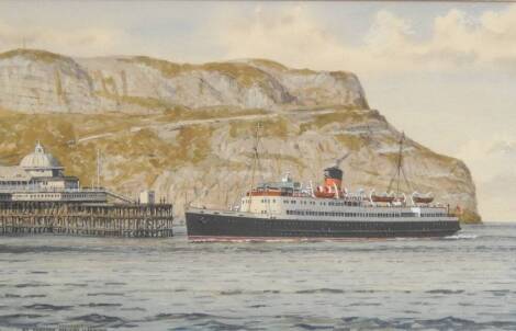 J Nicholson (British 20thC). S S Manxman arriving Llandudno, watercolour, signed, 24cm x 37.5cm.