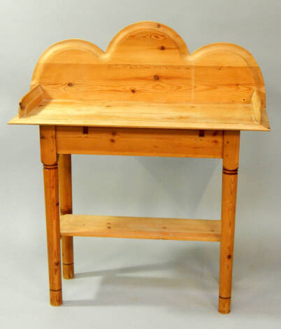 A Victorian stripped pine washstand, 92cm wide